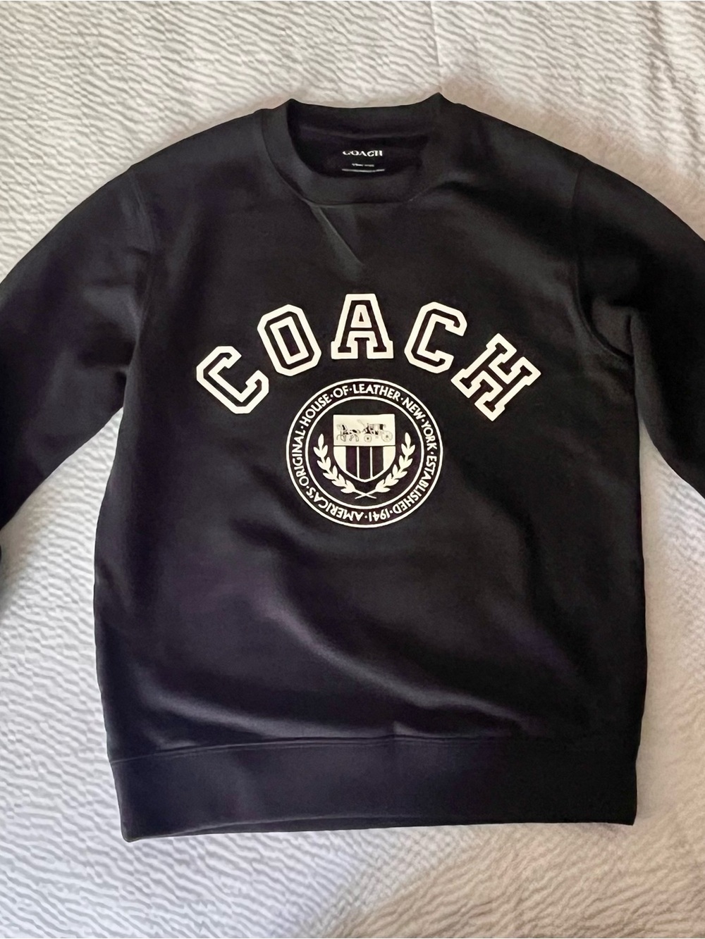 Coach Black Crewneck Sweatshirt with White Logo Crest